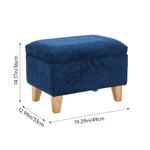 Chenille Upholstered Storage Ottoman Compact Footstool With Hidden Storage | Small | Blue