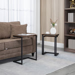 C-shaped Nesting Tables, Set Of 3, Rustic Brown