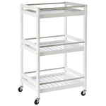 3 Tier Home Trolley Kitchen Storage Cart Steel Bars 4 Wheels