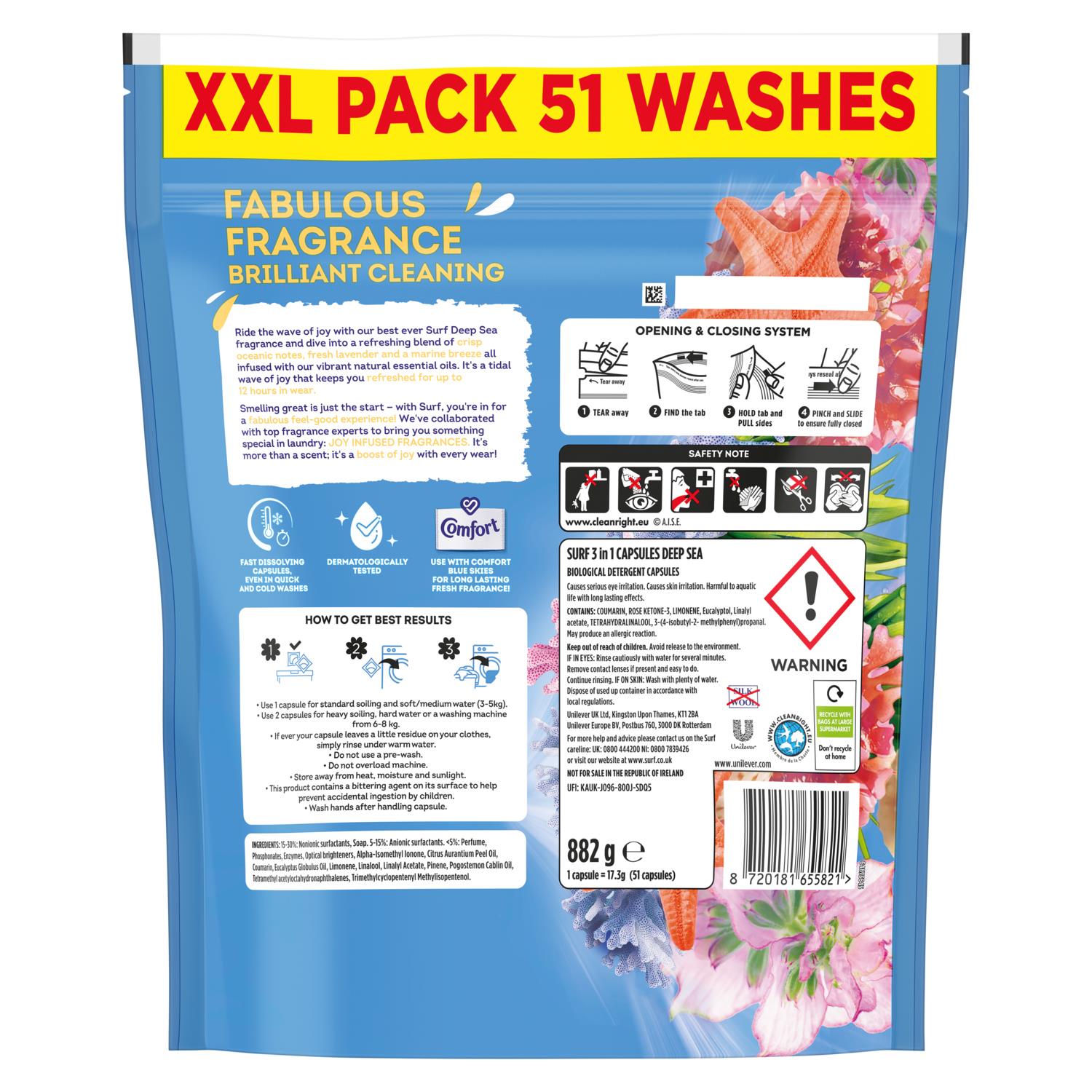 3 In 1 Laundry Washing Detergent Capsules Deep Sea | 153 Washes