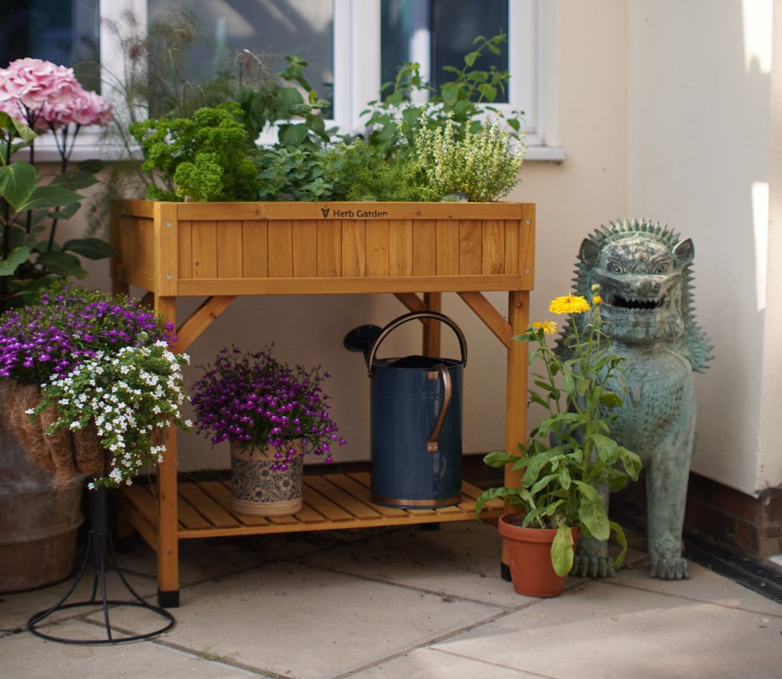 Raised Wooden Planter Herb Garden | Natural