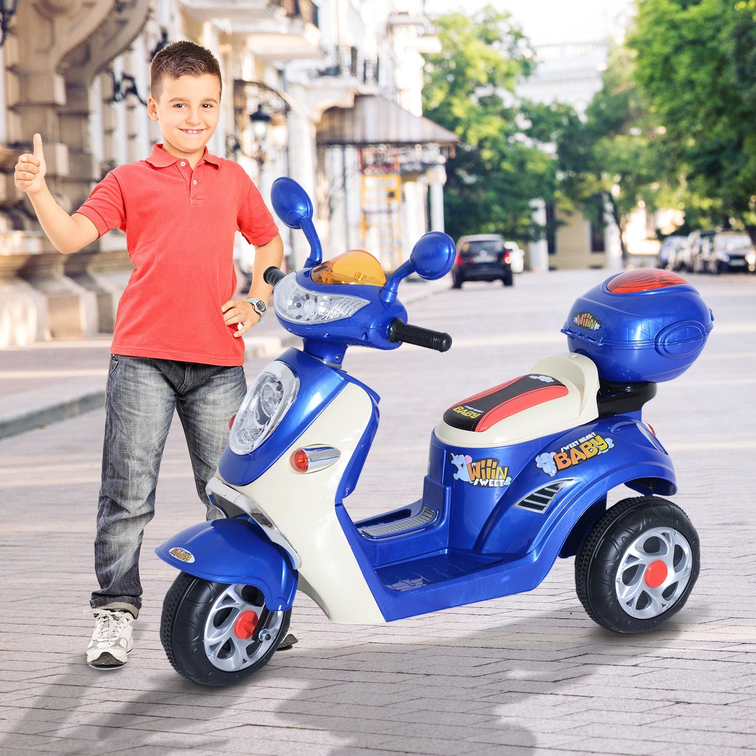 Electric Ride On Toy Car Kids Motorbike Children Battery Tricycle 6v | Blue