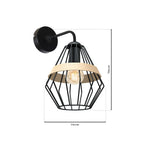 Cliff Black Wall Lamp 1xe27 Hand Made Matt Black Cage Style Lamps With Natural Wood Detail