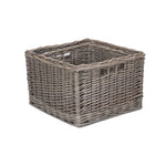 Wicker Square Antique Wash Unlined Storage Basket | Set-of-2 | Brown