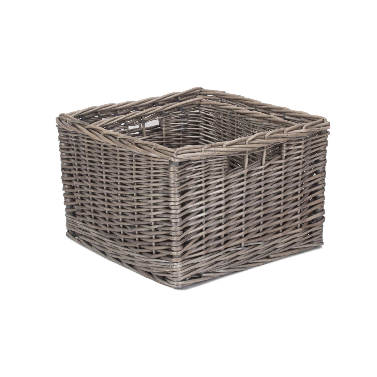 Wicker Square Antique Wash Unlined Storage Basket | Set-of-2 | Brown