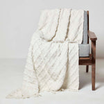 Diamond Textured Pattern Cotton Tufted Throw | 125cm x 150cm | White