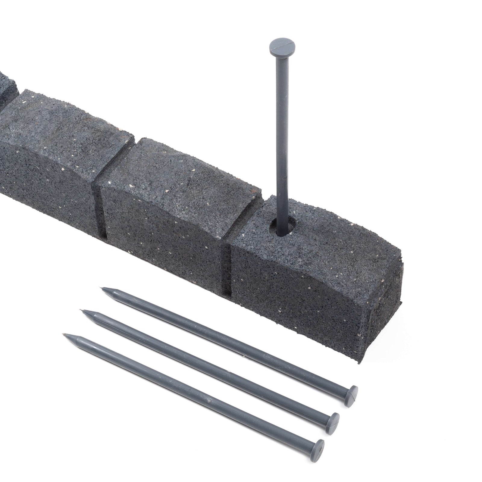 Roman Stone Recycled Rubber Lawn Border Edging | Set of 24 | Gray