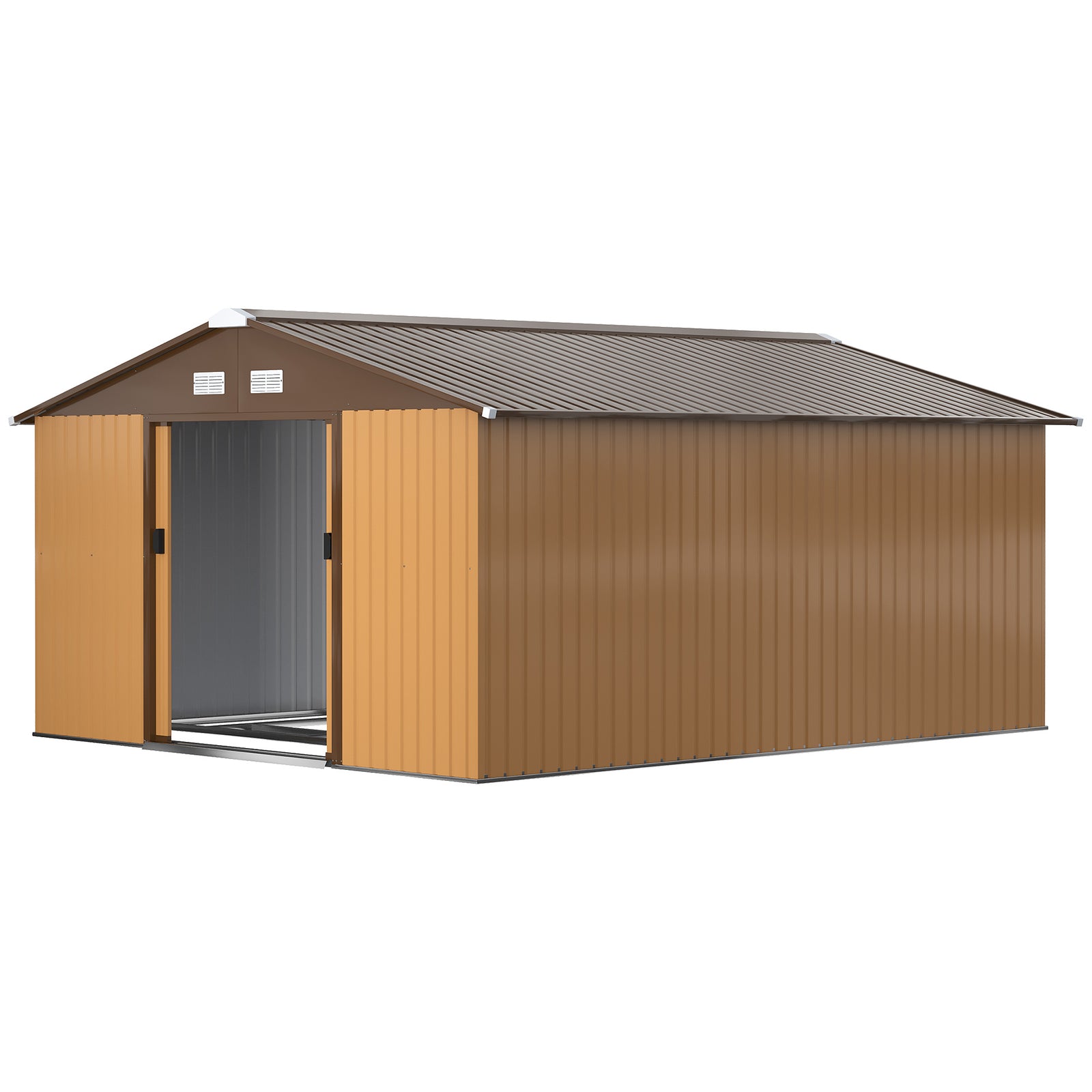 Garden Shed Storage Unit With Locking Door Floor Foundation | Large | Light Yellow