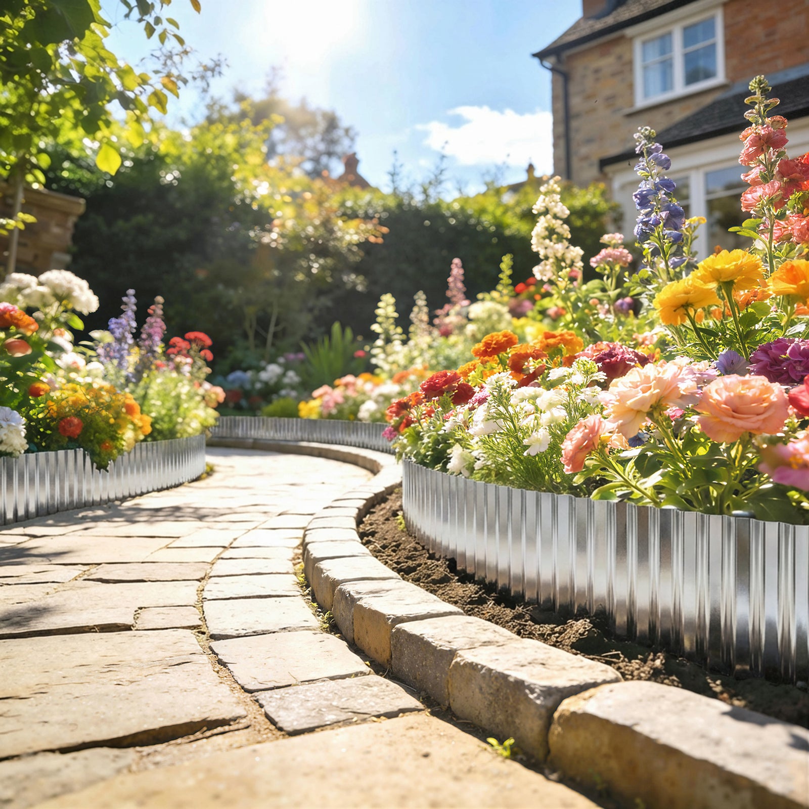 Metal Lawn Edging Border, 8 In X 21.3 Ft Garden Edging | Silver