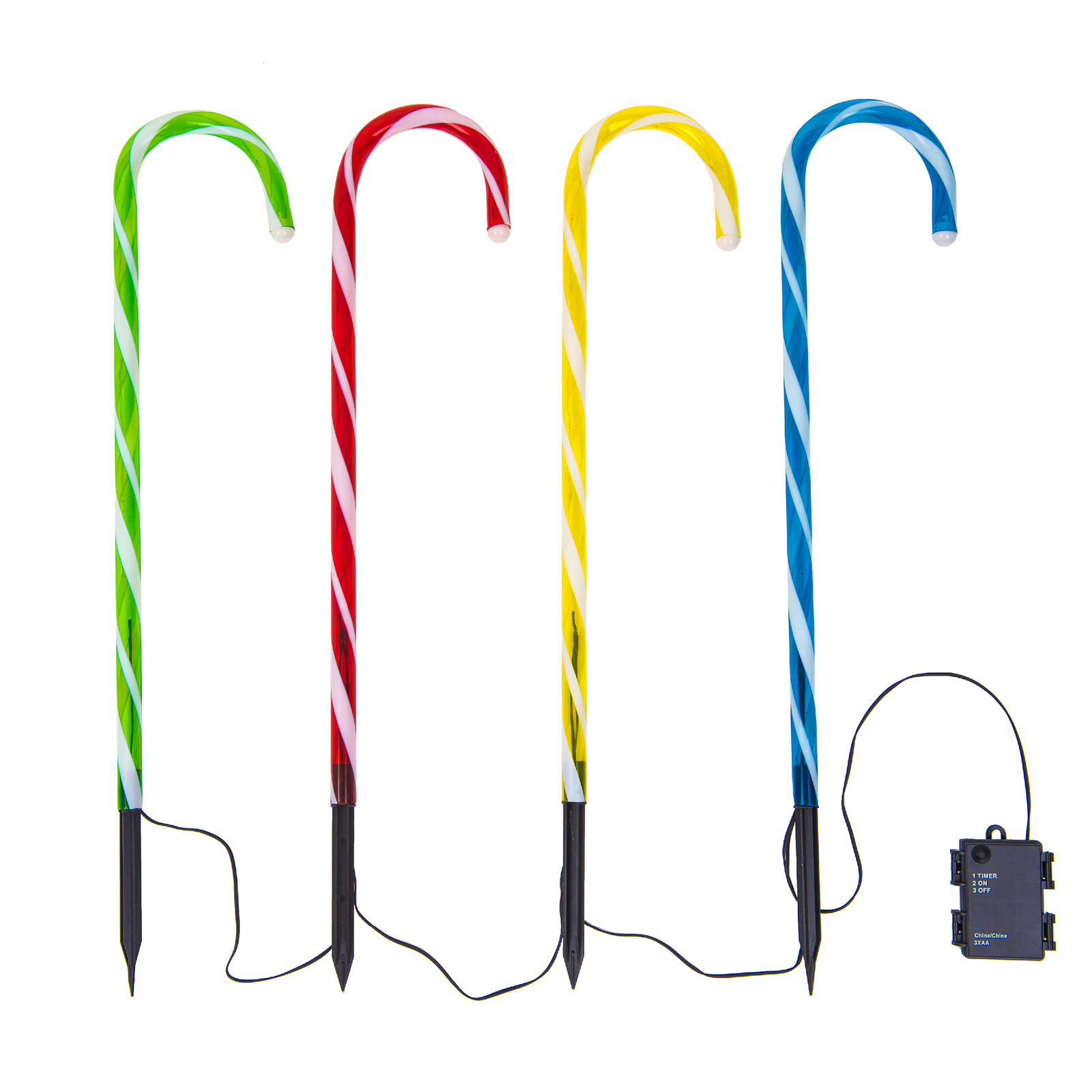 Multi Coloured Candy Cane Led Pathway Lights 4 Pack