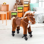 Rocking Horse Ride On Rocker Children Plush Toy Wooden Horse Sound | Brown