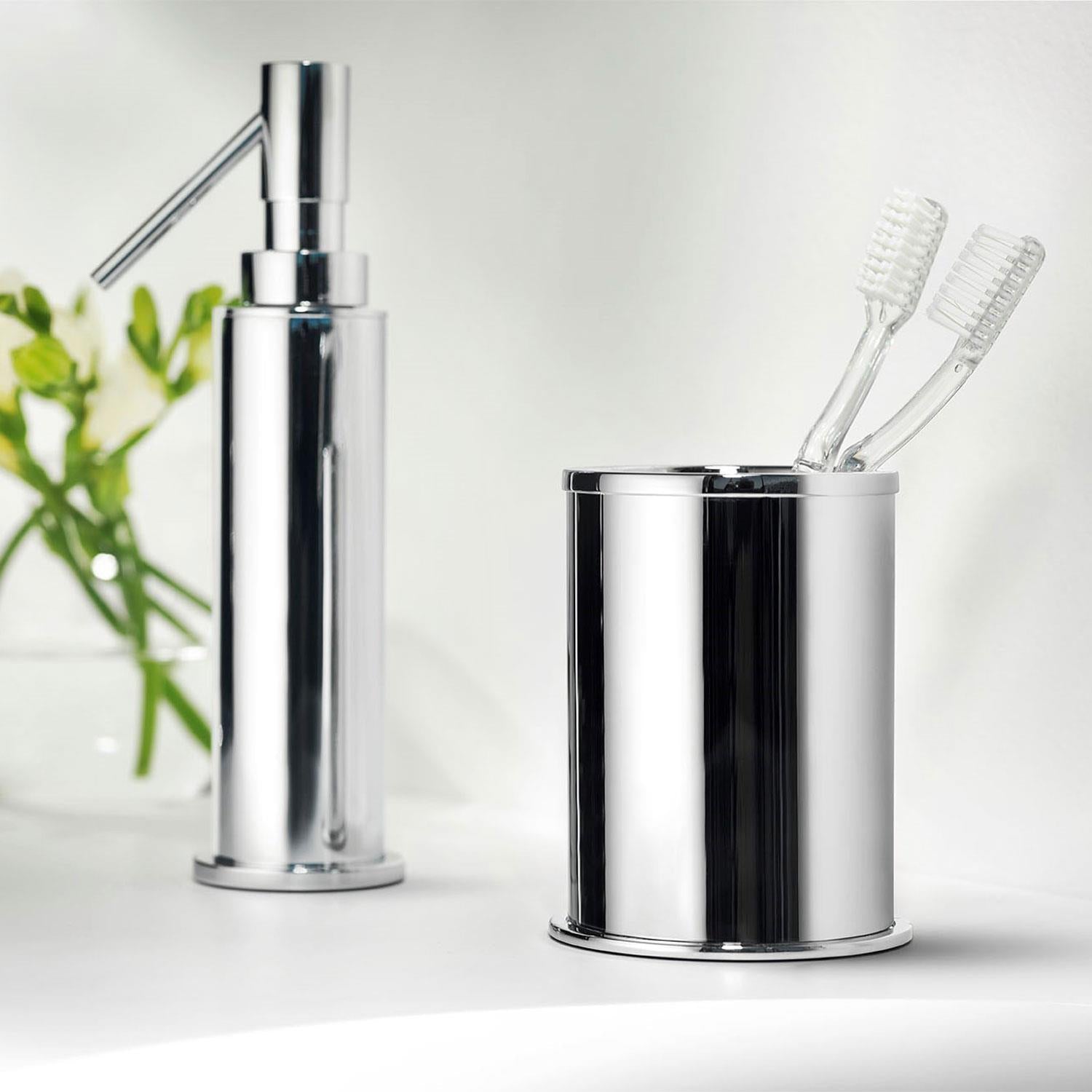 Soap Dispenser, 125ml Capacity Siver Gloss, Freestanding Collection Kubic