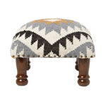 Agra Handwoven Kilim Footstool | 40cm x 40cm | Multi Colour