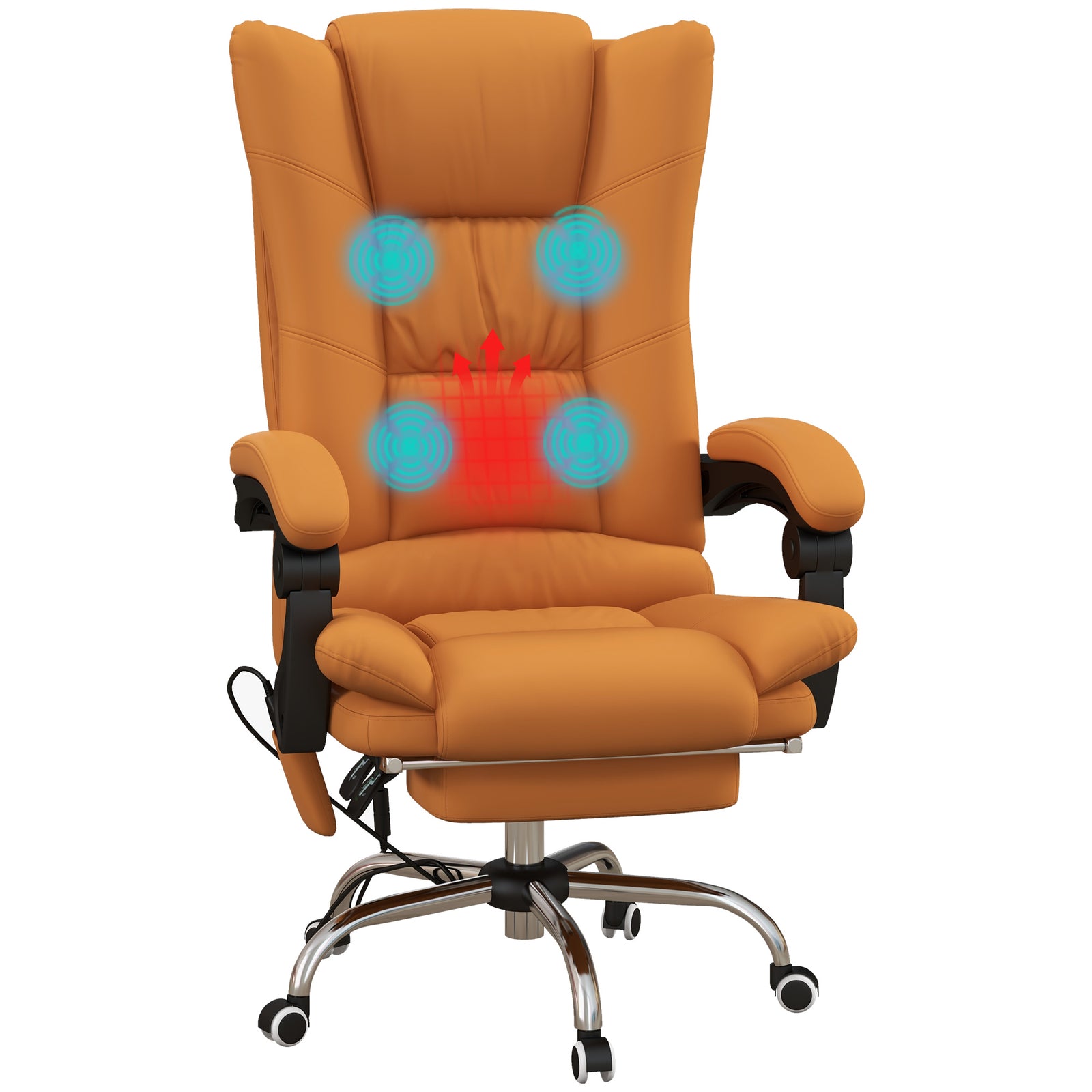 Massage Office Chair W/ Arm Footrest | Orange