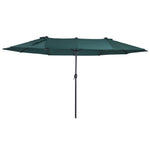 4.6m Double-sided Sun Umbrella W/ Base | Dark Green