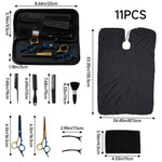 11-piece Hair Cutting Scissors Thinning Shears Set | Blue & Gold