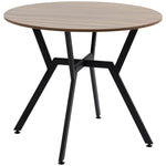Dining Table With Round Top, Steel Legs, Brown