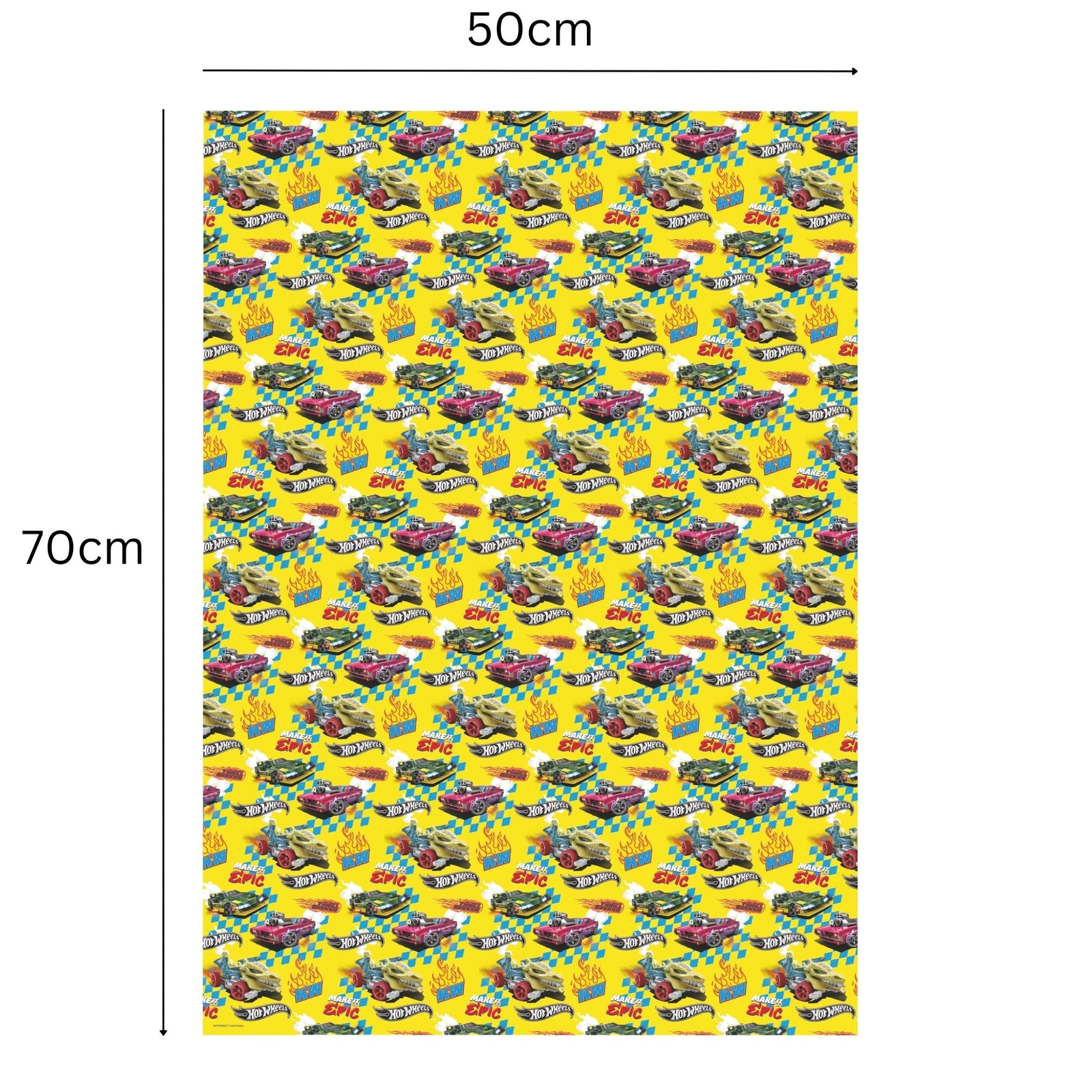 Hot Wheels Gift Wrap, 4 Sheet 4 Tag, Bundle Official Product