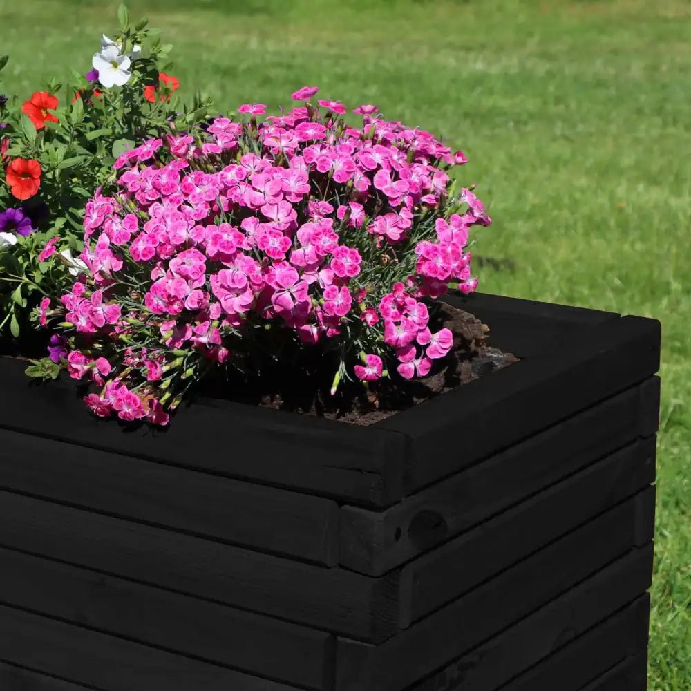 Pine Wooden Trough Planter With Feet | 120cm x 42cm x 38cm | Matte Black