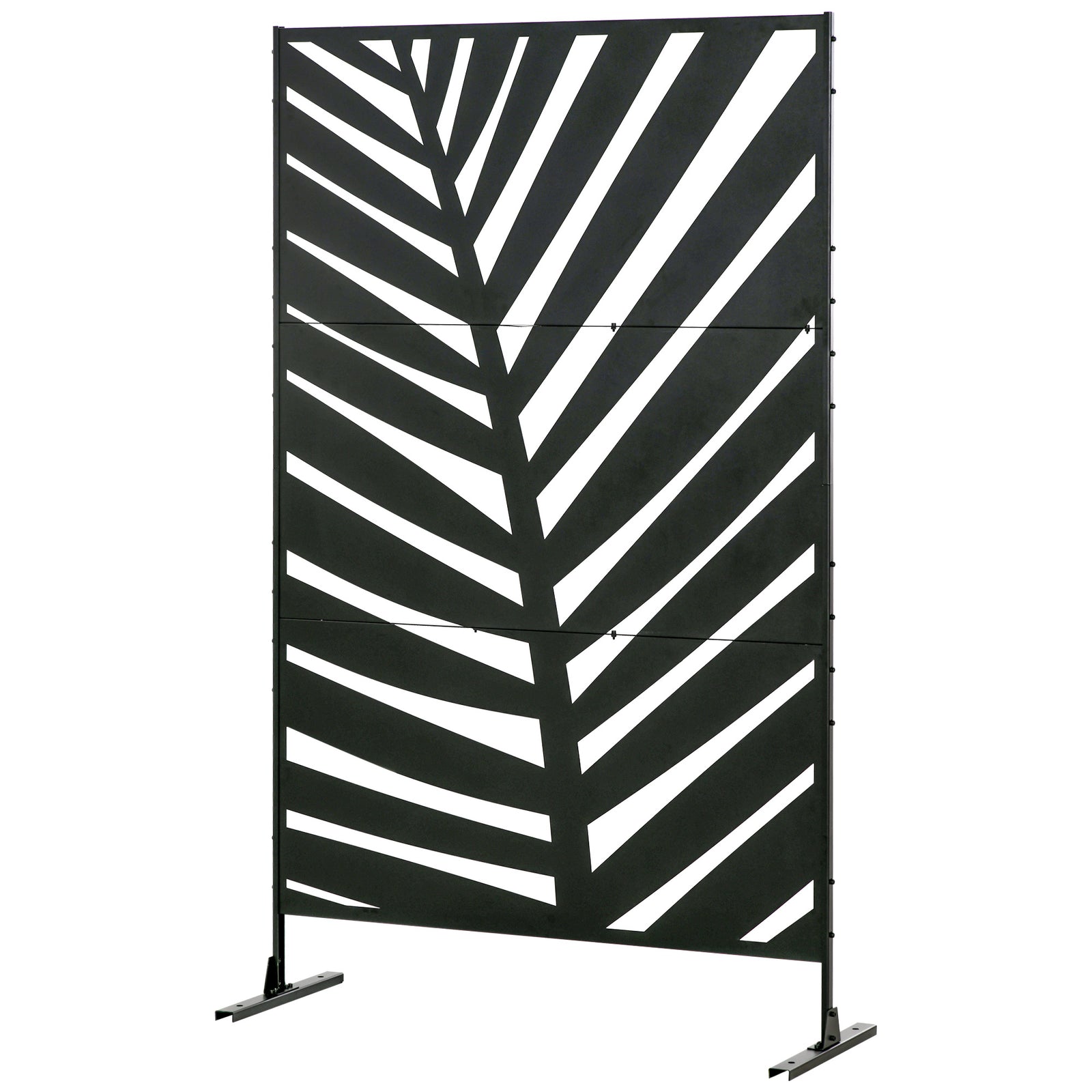 6.5ft Metal Privacy Screen W/ Stand, Banana Leaf