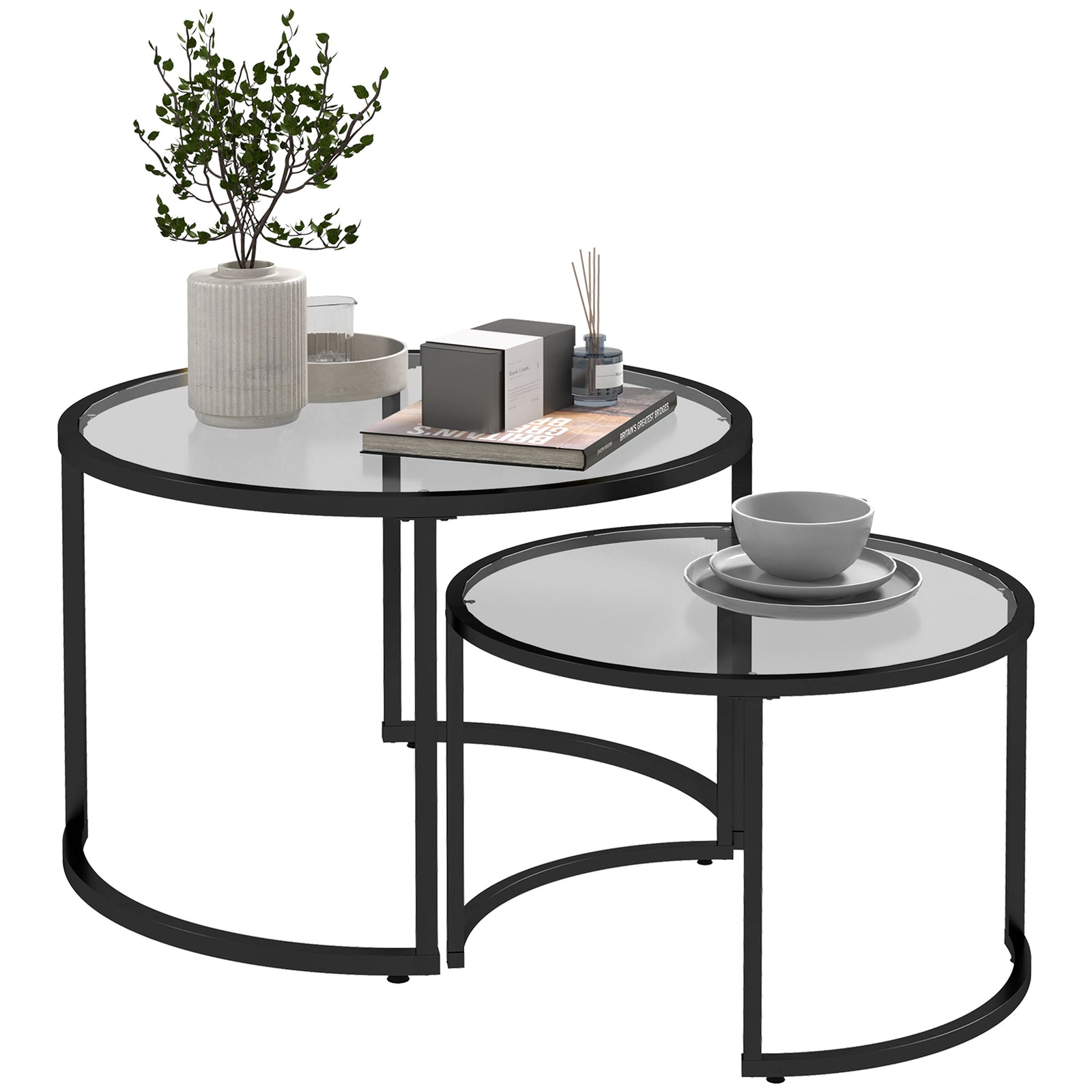 Nesting Coffee Table Set, 2 Round Side Tables