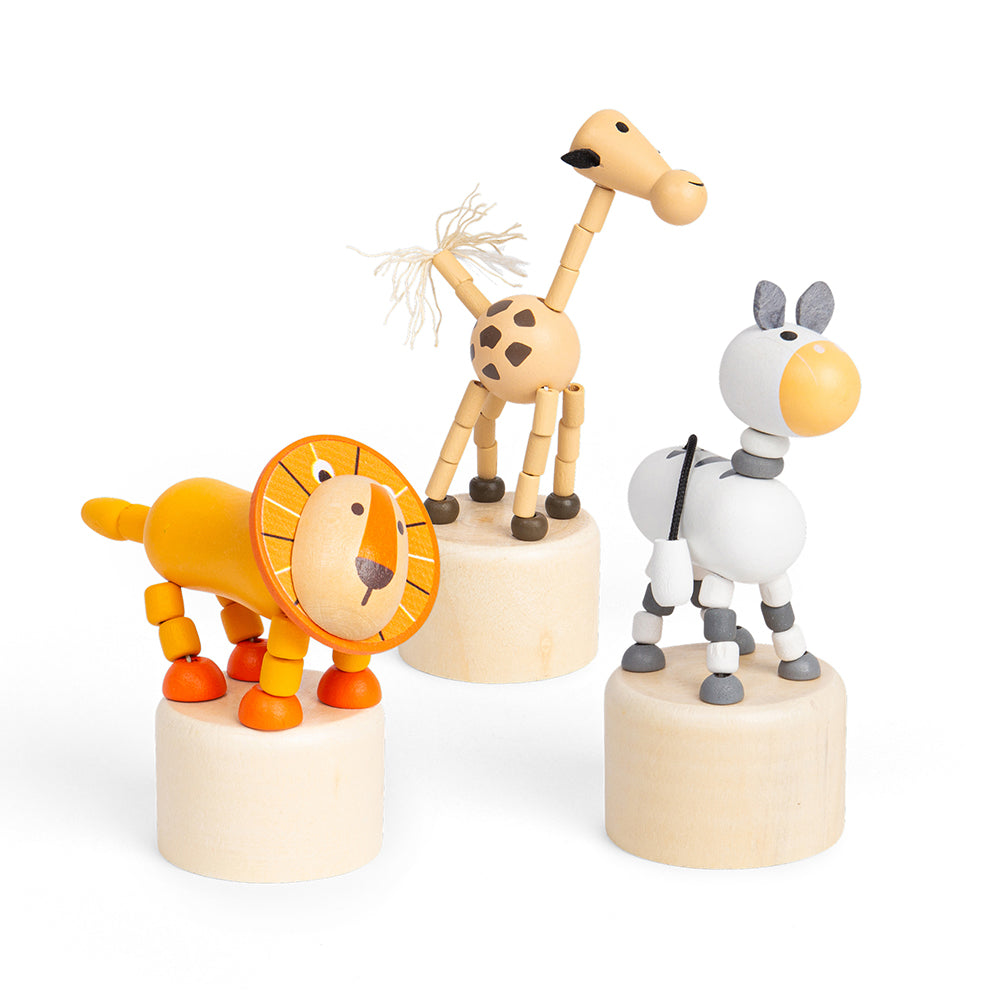 3pcs Wooden Animal Push Ups For Kids