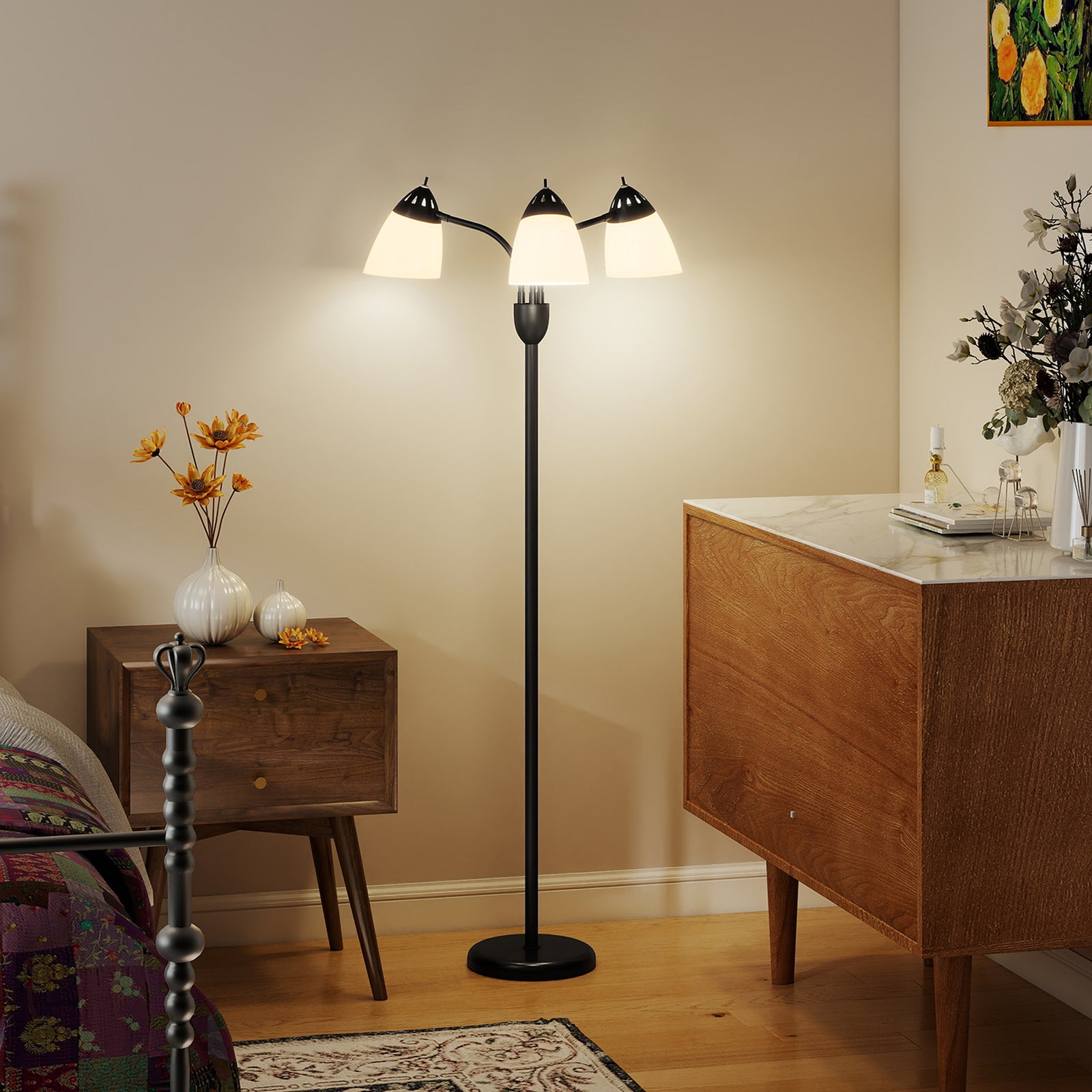 HOMCOM Arc Tree Floor Lamp With 3000k/4500k/6500k Colour Temperatures Black