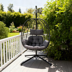 Egg-shaped Hanging Chair With Soft Cushion & Headrest | One Size | Black