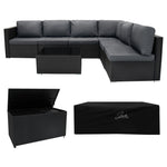 Rattan Modular 7 Piece Furniture Set & 700l Storage Box | Black