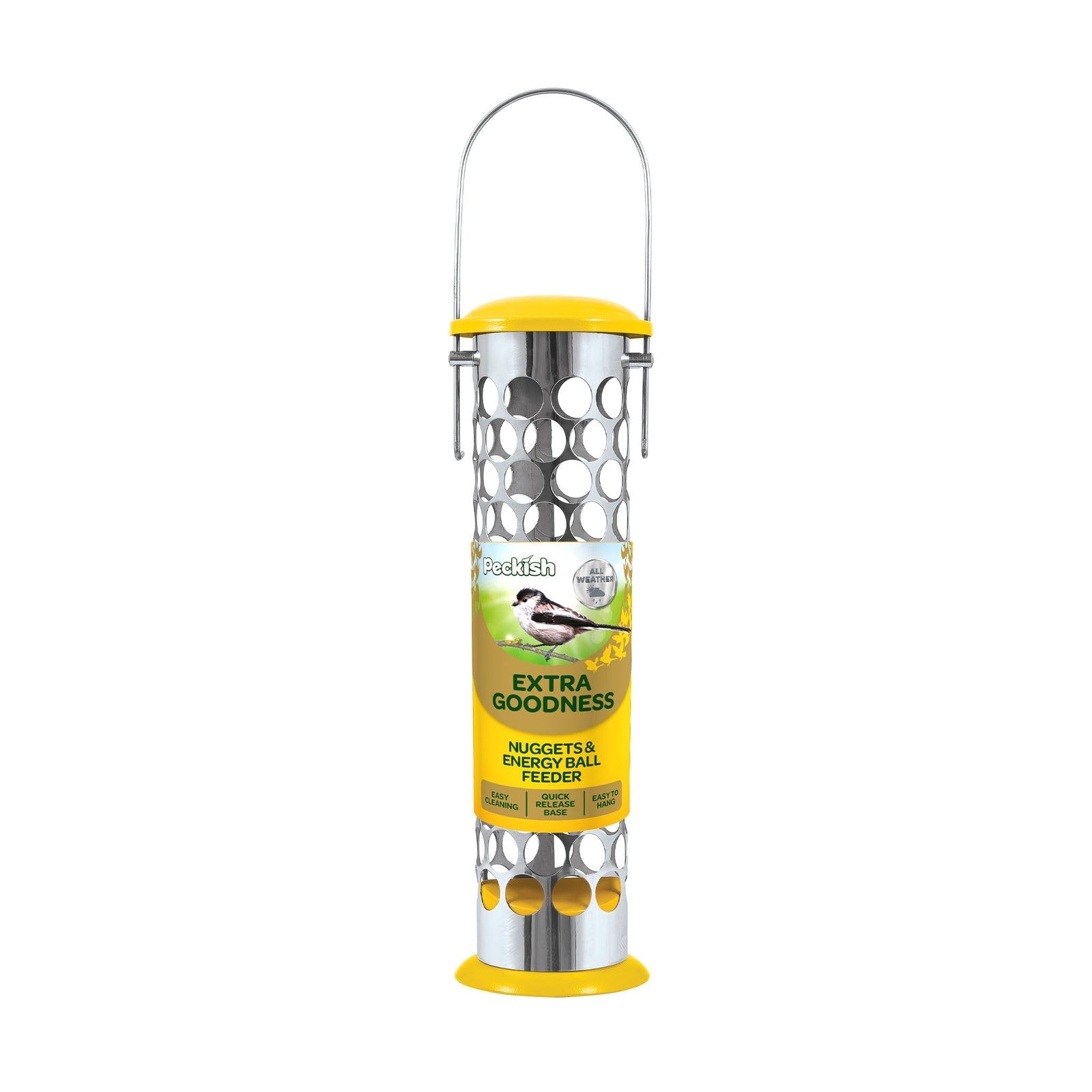 Extra Goodness Nugget Feeder Stainless Steel Squirrel-resistant | Yellow