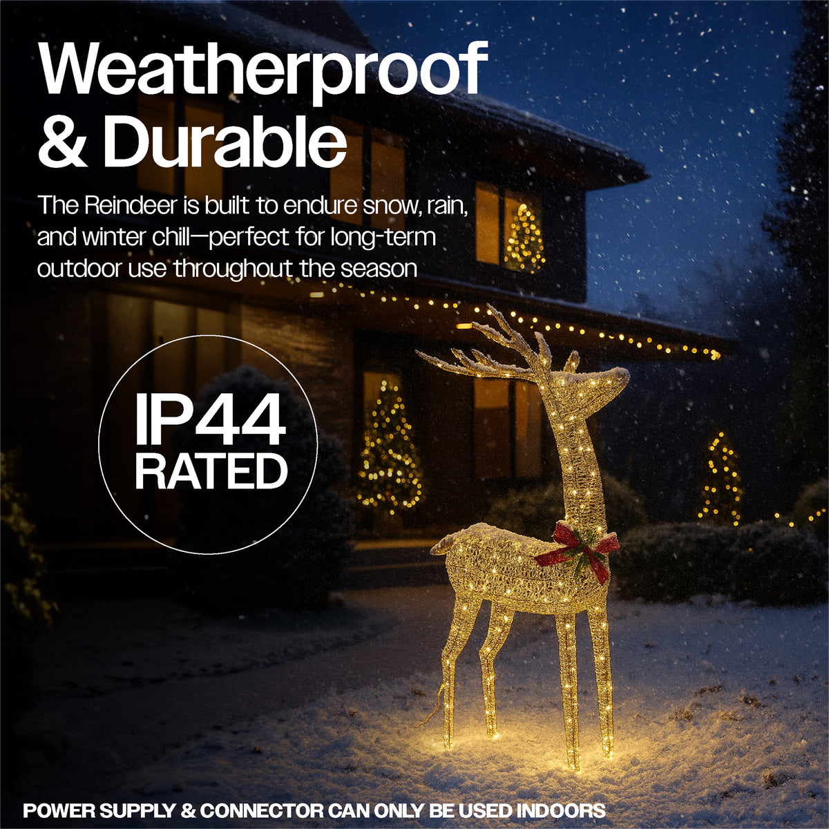 Xmas Haus 107cm Gold Rattan Led Christmas Holiday Festive Deer