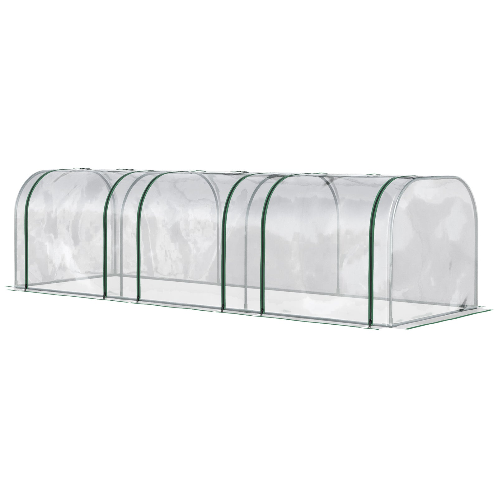 Green Tunnel Greenhouse With Zipped Doors | Silver