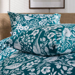 Woodland Bird Printed Design Brushed Cotton Duvet Set | Super King | Green