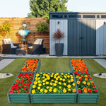 U-shaped Raised Garden Bed Metal Planter Box With 5 Compartments | Green