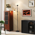 HOMCOM Mother-child Floor Lamp Duo Light With 2 Switches And Round Base