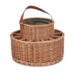 Green Tweed Chilled Garden Party Wicker Basket With Glasses
