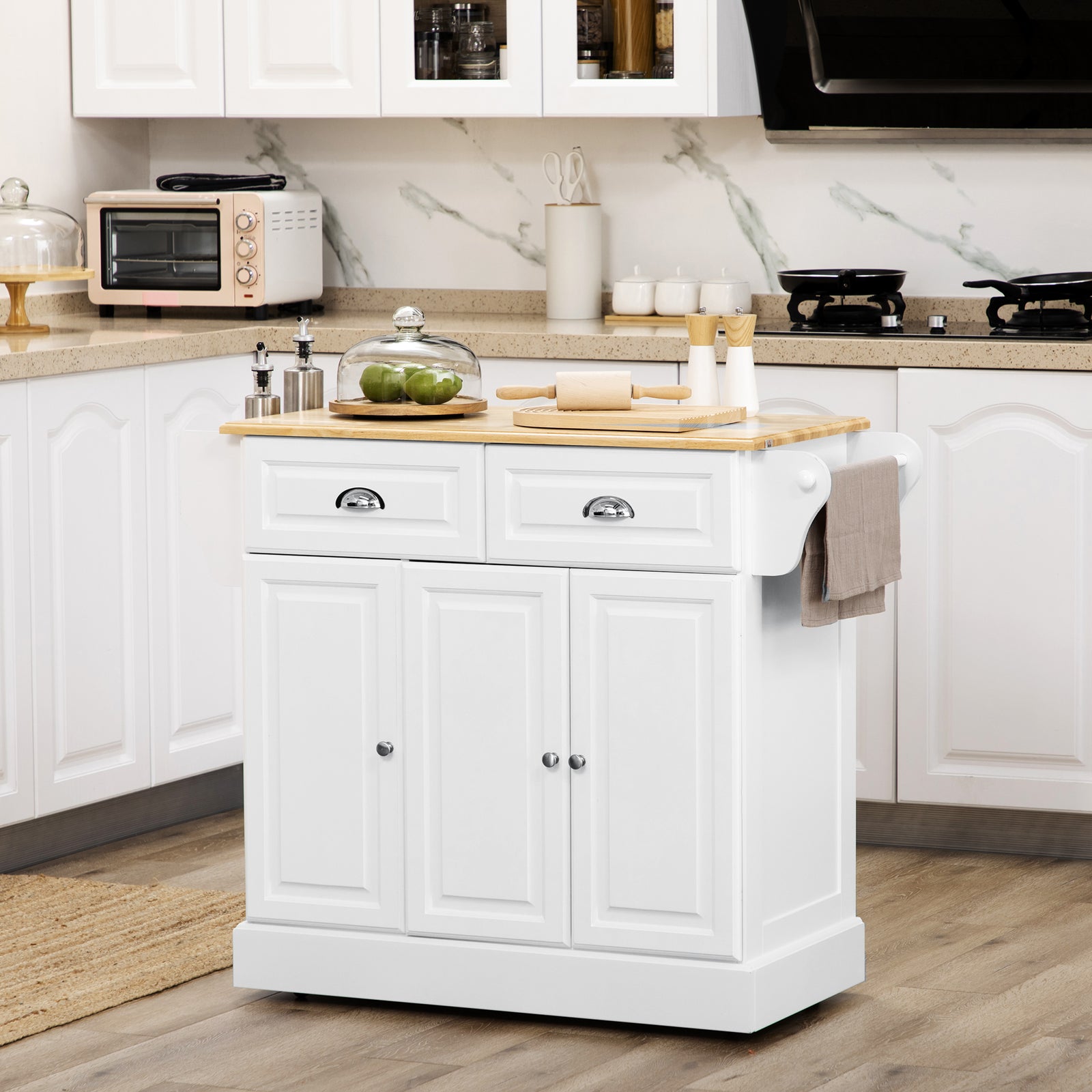 Trolley With Adjustable Shelf, Rolling Island