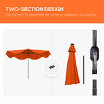 Solar Garden Parasol W/ Led, Tilt | Orange
