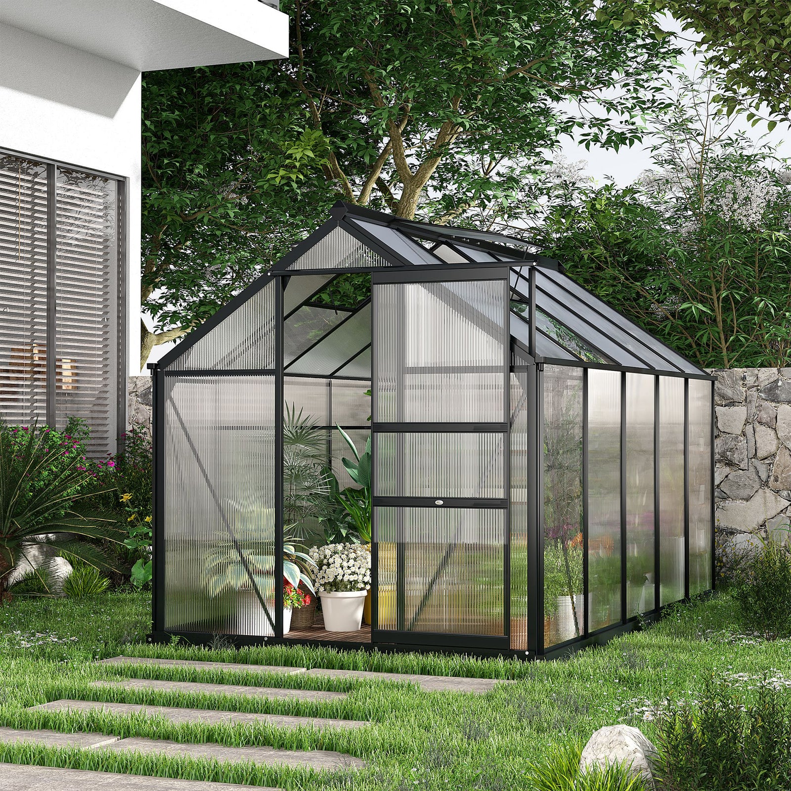 Polycarbonate Walk-in Greenhouse 6x10ft | Gray