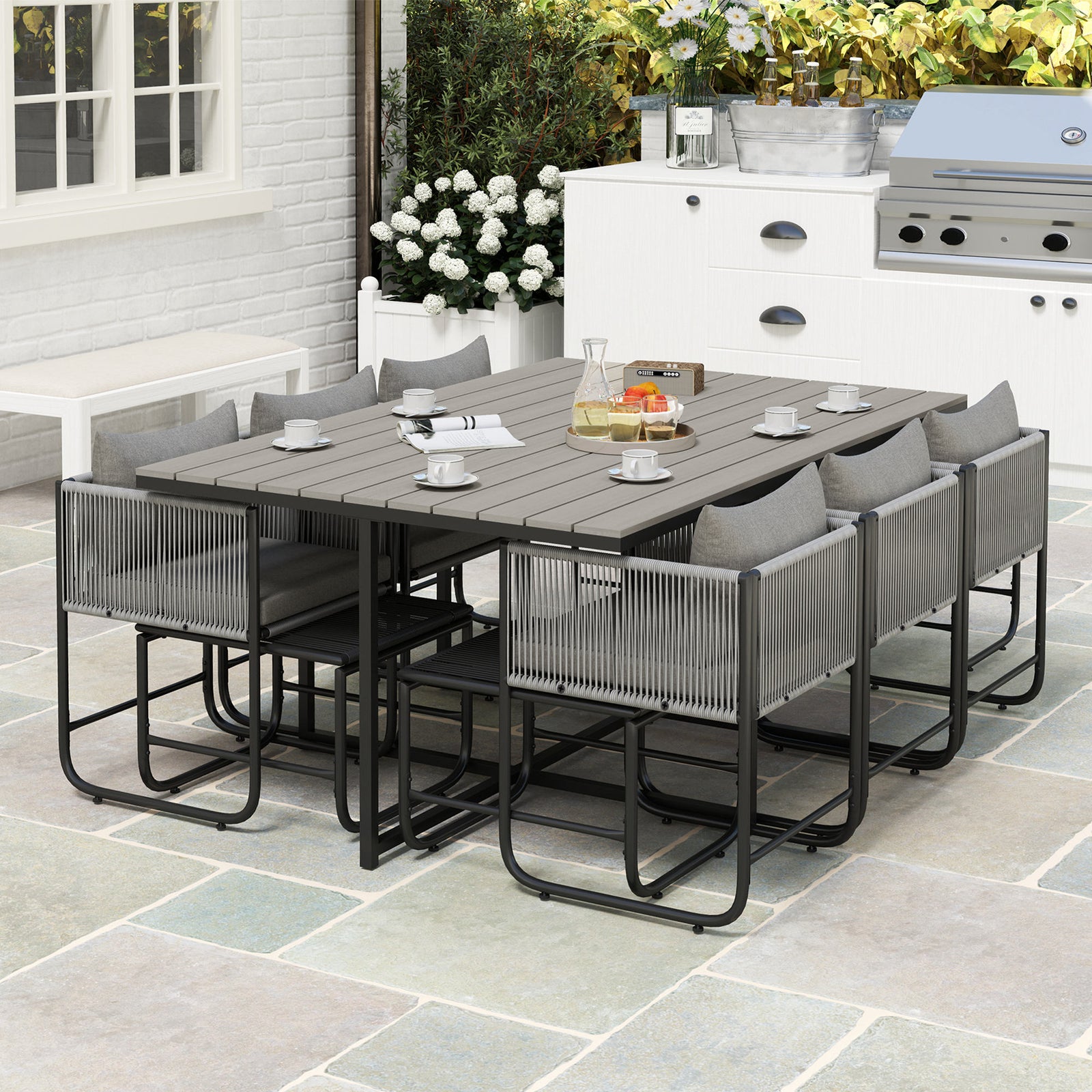 Rattan Dining Set, Garden Table & Chair Sets Space-saving