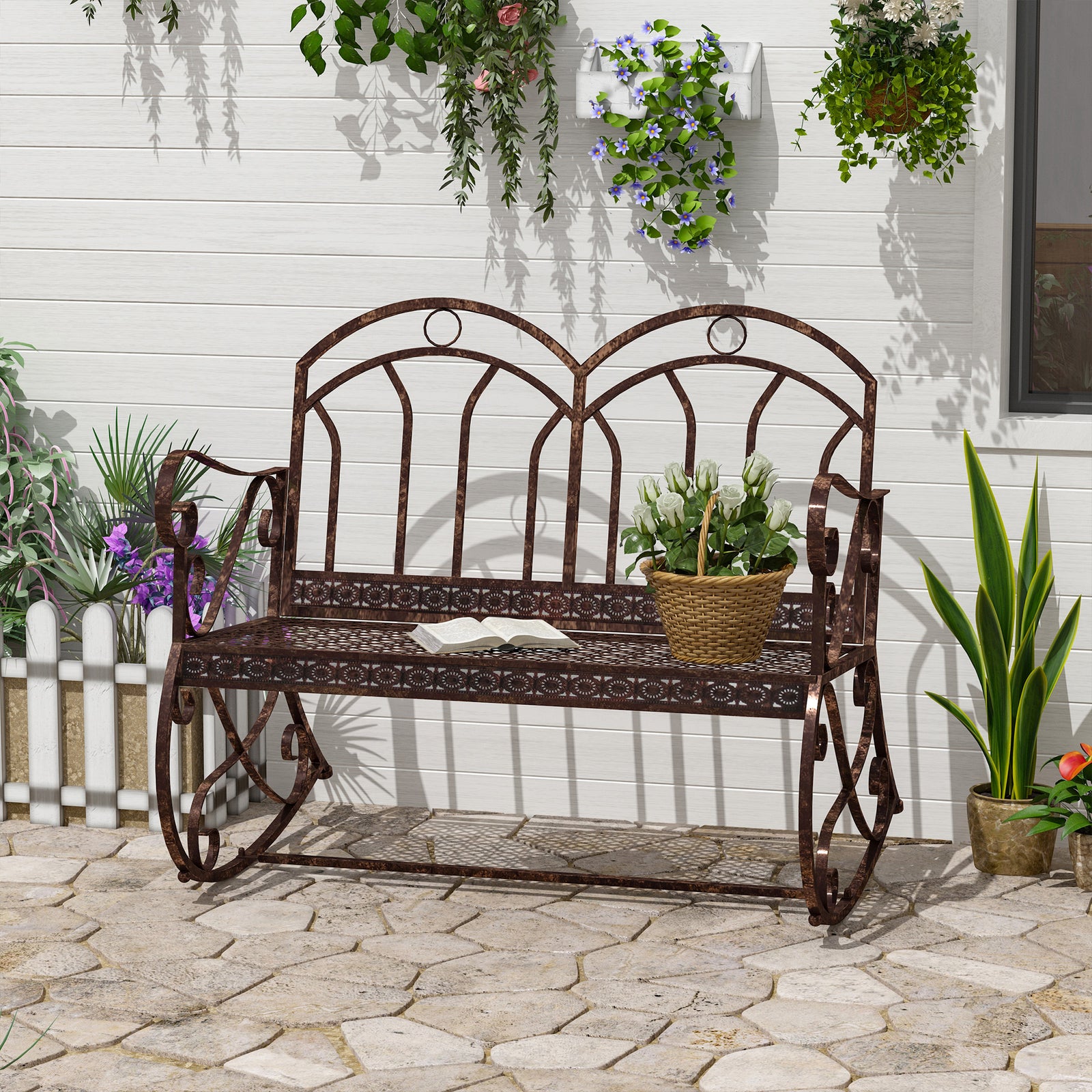 Rocking Swing Bench, 3 Seater, Metal, Bronze