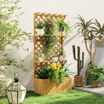 Wooden Raised Planter With Trellis & 2 Shelves