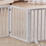 Foldable Freestanding 3/4-panel Pet Gate, Indoor Safety Barrier For Doorways, Halls & Staircases | Small | White