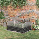 Raised Garden Bed With Greenhouse Dark Grey