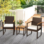 3-piece Rattan Bistro Set With Acacia Wood Table | White