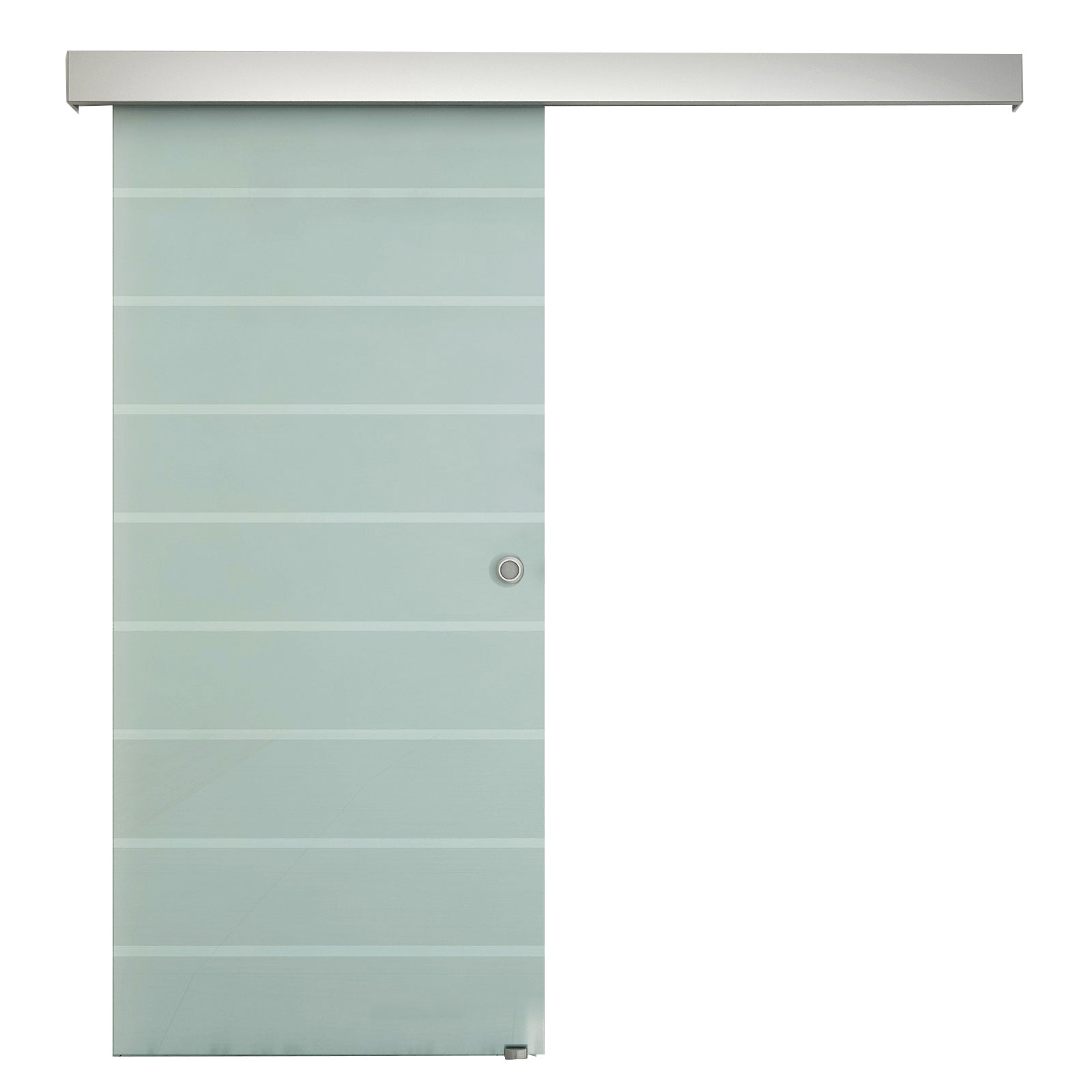 90cm Sliding Glass Door Set Frosted Stripe W/ Handle