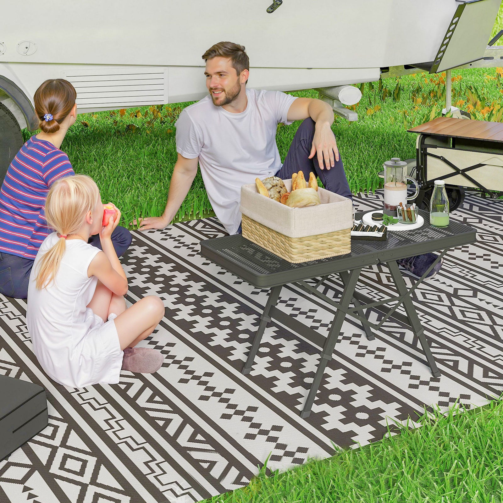 3ft Adjustable Camping Table, Black