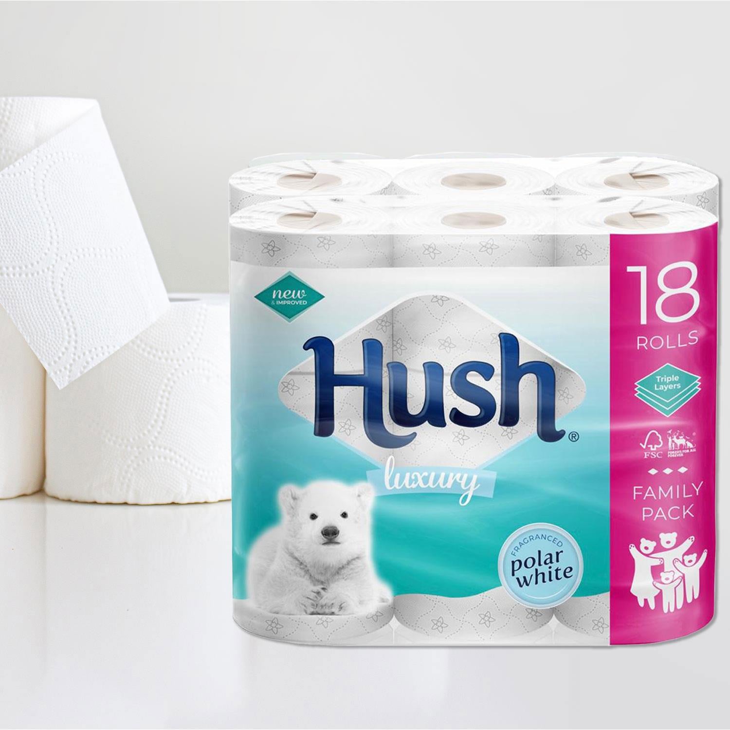 Hush Luxury 3ply Bathroom Tissue, 72 Rolls - Scented Core