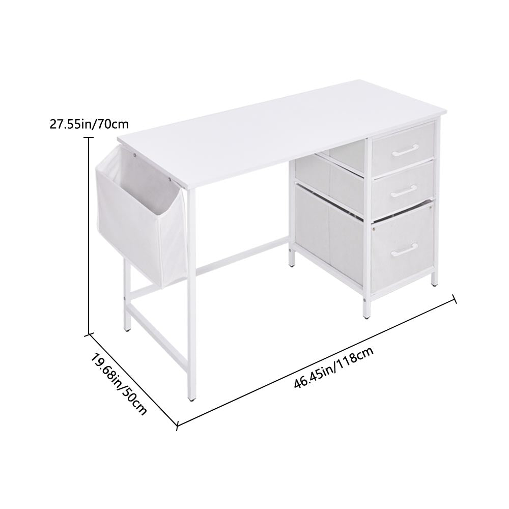 Multipurpose White Metal Frame Computer Desk For Home Office