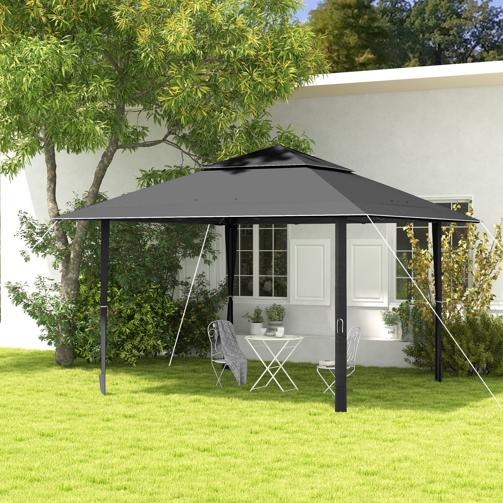 4 X 4m Outdoor Pop-up Canopy Tent Gazebo Adjustable Legs Bag | Dark Gray
